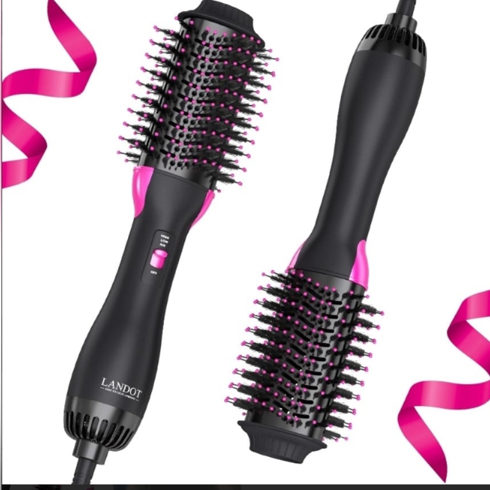 Black and Pink Hair Dryer Brush